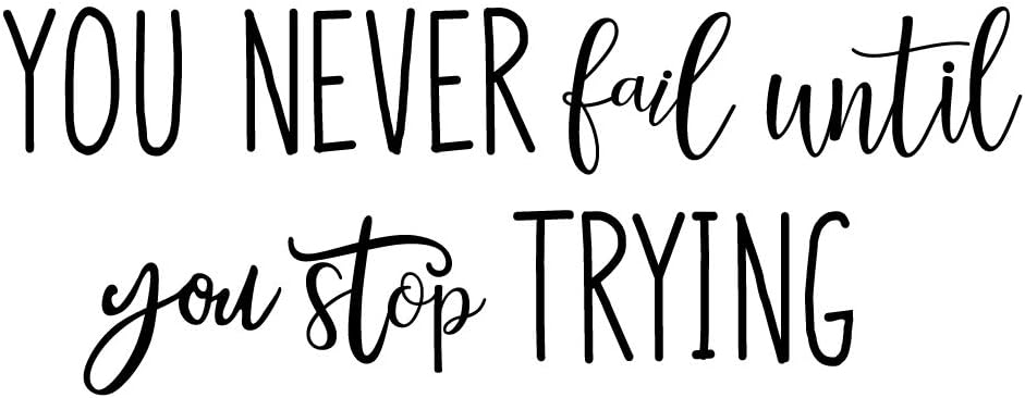 ZSSZ You Never Fail Until You Stop Trying Albert Einstein Wall Decal Quote Motivational Words Inspirational Letters Wall Decals Sayings Stickers Home Décor Art