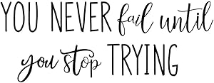 ZSSZ You Never Fail Until You Stop Trying Albert Einstein Wall Decal Quote Motivational Words Inspirational Letters Wall Decals Sayings Stickers Home Décor Art
