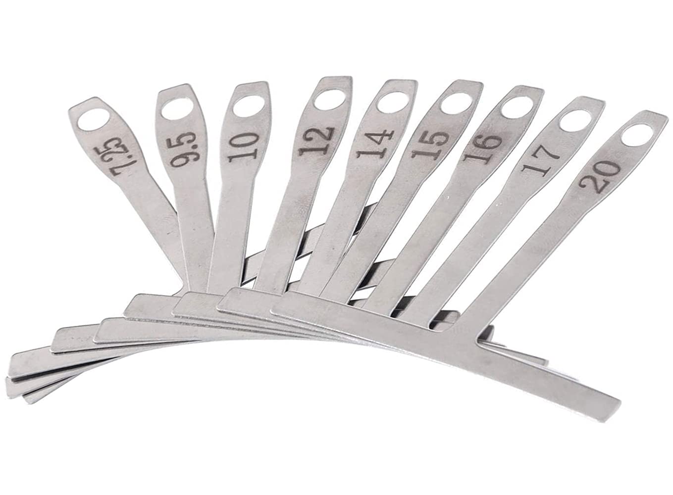 BOBOZHONG Understring Radius Gauge,9PCS Guitar Luthier Tool,Radius Gauge Set Stainless Steel Understring Radius Ruler Gauge for Bridge Saddle Adjustments