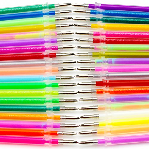 Soucolor 120 Coloring Gel Pens Set, 60 Colored Pens Plus 60 Ink Refills