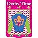 Magnolia Garden Derby Time Jockey Horse Track 42 x 29 Shield Shape Double Applique Large House Flag