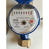 DAE AS200U-75P 3/4” Water Meter with Pulse Output, Measuring in Gallon + Couplings