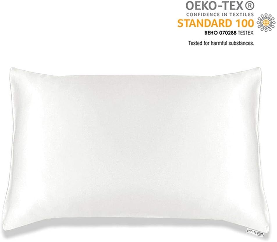 MYK SILK Pure Mulberry Silk Pillowcase, 19 Momme with Both Sides Silk for Hair & Skin, Hypoallergenic, OEKO-TEX, King (51 x 92 CM), Undyed Ivory White
