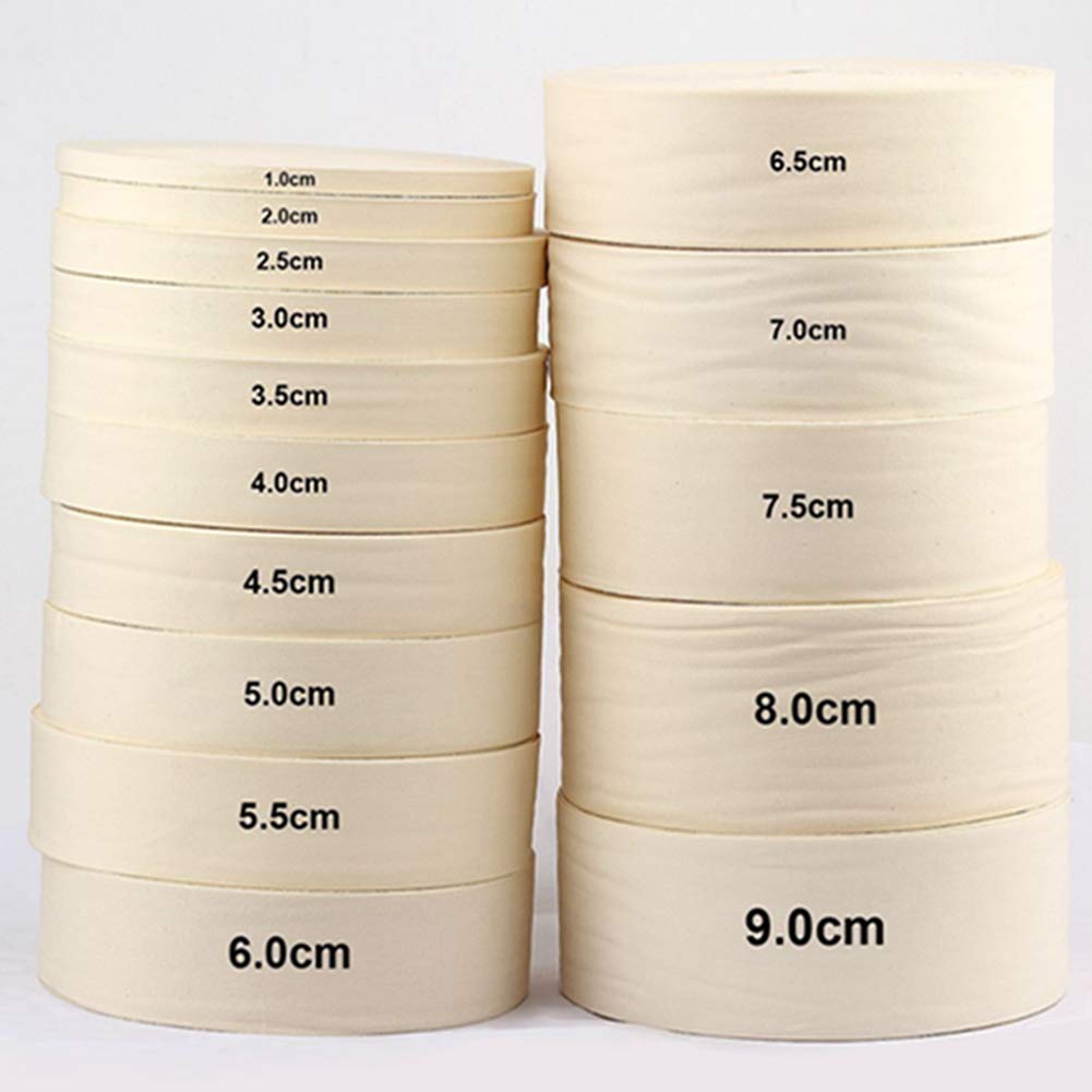 Egurs 100 Metres/Roll Cotton Cord Bias Tape Decorative Tape No Herringbone Pattern 100% Cotton Webbing Cotton Fabric Beige 3 cm