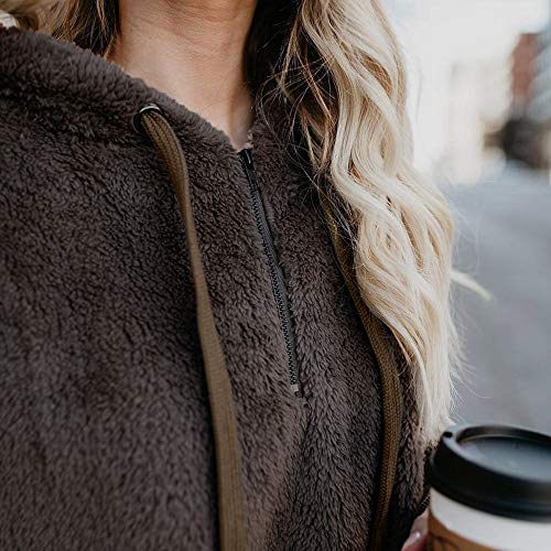 Liraly Pullovers For Women Plus Size Ladies Warm Fluffy Winter Top Hoodie Sweatshirt Hooded Pullover Jumper(Brown A,US-12 /CN-L2)
