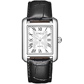 Avaner Men's Square Wirst Watches: Leather Strap Retro Roman Numeral Classic Analog Quartz Couple Watches for Men and Women