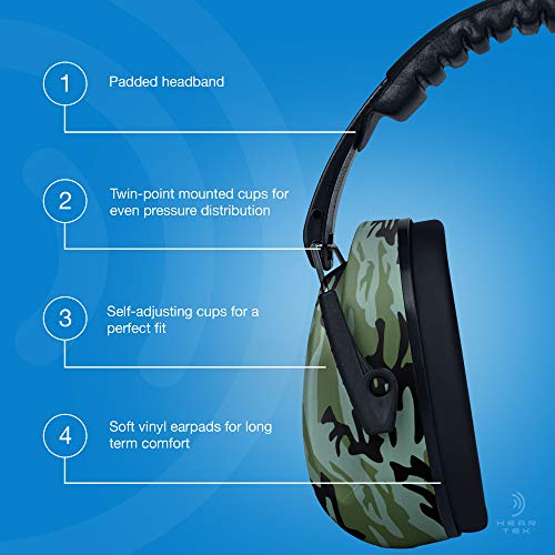 HearTek Kids Ear Protection Noise Reduction Children Protective Earmuffs - Sound Cancelling Hearing Muffs for Toddler, Baby, Infants - Adjustable, Foldable with Travel Bag- Camo - Thumbnail 5