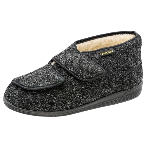 Fischer Markenschuh Herren Frank Hohe Hausschuhe, Schwarz Anthrazit 205, 41 EU