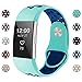 iGK Silicone Replacement Bands Compatible for Fitbit Charge 2, Adjustable Breathable Sport Strap Smartwatch Fitness Wristband with Air Holes Teal Navy Small
