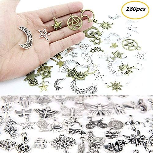 Omlopp Approx 180 Pieces Mixed Charms Pendants DIY for Jewelry Making and Crafting