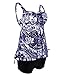 Hilor Women's Retro Pin UP Ruched Skirted Floral Swimdress SwimSuit Blue 22
