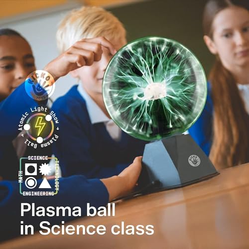 Kicko 7” Green Plasma Ball Touch Sensitive, Nebula Thunder Lightning Plug-in Plasma Globe, Crystal Ball for Parties, Science Decorations, Props, Light Up Ball for Kids, Bedroom Decor, Home