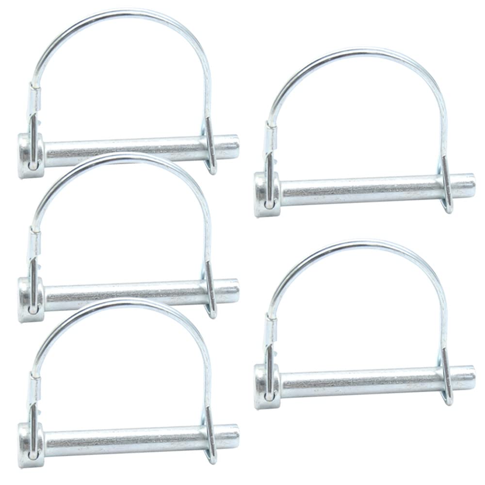 CEEYSEE 5Pcs Shaft Locking Pin 8mm Trailers Lock Hitch Lock Pin Zinc Plated Carbon Steel Round Loop Safety Wire Lock Pin Length 70mm for Farm Trailers Trolley Wagons Lawn Garden Towing (KD.M8 X 70mm)
