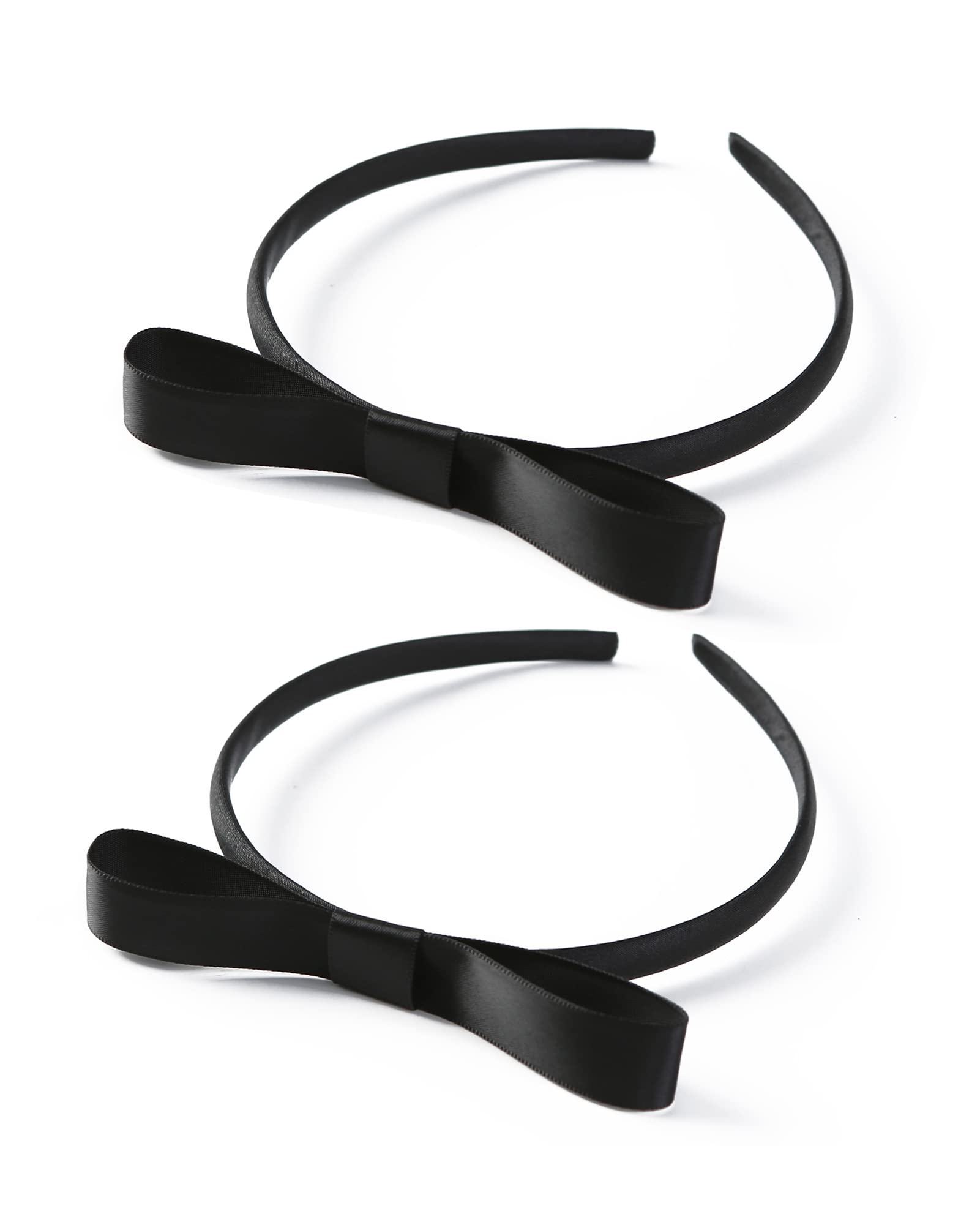 Photo 1 of 2PCS Black Bow Headbands for Girls Women Cute Hair Bow Knotted Hair Hoop World Book Day Party Cosplay Costume Accessories for Alice