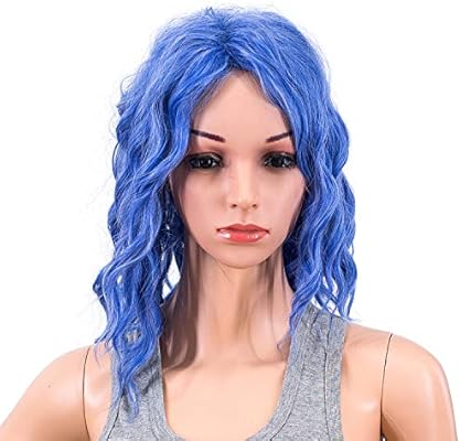 Swacc 15 Inch Short Curly Wavy Hair Wig Medium Length Synthetic