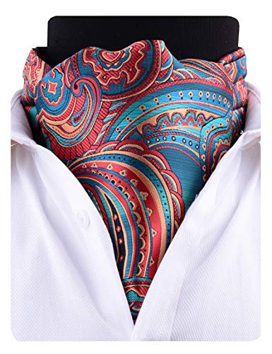 GUSLESON Men's Cravat Self Tie Paisley Jacquard Woven Floral Luxury Ascot (0602-15) - Thumbnail 5