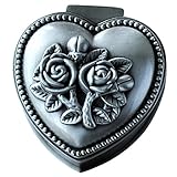 Aimeio Vintage Jewellery Box Metal Treasure Box Antique Love Heart Shape Metal Jewelry Box Princess Jewelry Makeup Organizer Birthday Gift (Love Heart)