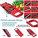 Mandoline Slicer, Vegetable Slicer Cutter, 6 Interchangeable Blades, Easy to Clean, Stainless Steel, Adjustable, Multi-blade,Comes with Peeler, Storage Container and Hand Protection,Red