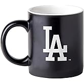 Boelter Brands Two Toned Matte Black 14oz Coffee Mug, MLB Team Logo with Inner Team Color (Los Angeles Dodgers)