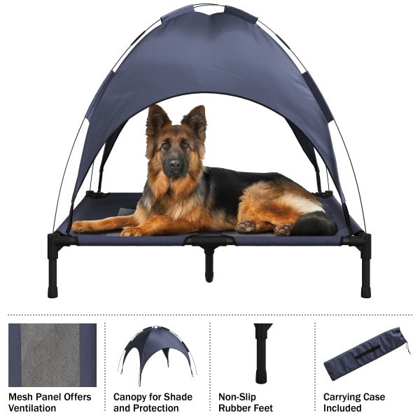 PETMAKER Elevated Dog Bed with Canopy 36x30Inch Portable Pet Bed