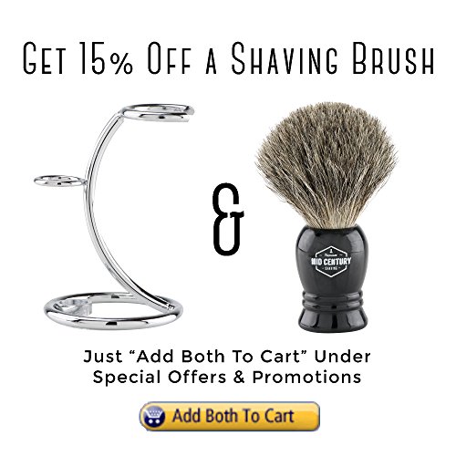 Mid Century Shaving Razor and Brush Stand (Silver) - Heavy Chrome Shaving Stand, Safety Razor Stand, Shaving Brush Stand - Holder for a Shave Brush & Double Edge Safety Razor or Cartridge Razor - Thumbnail 2