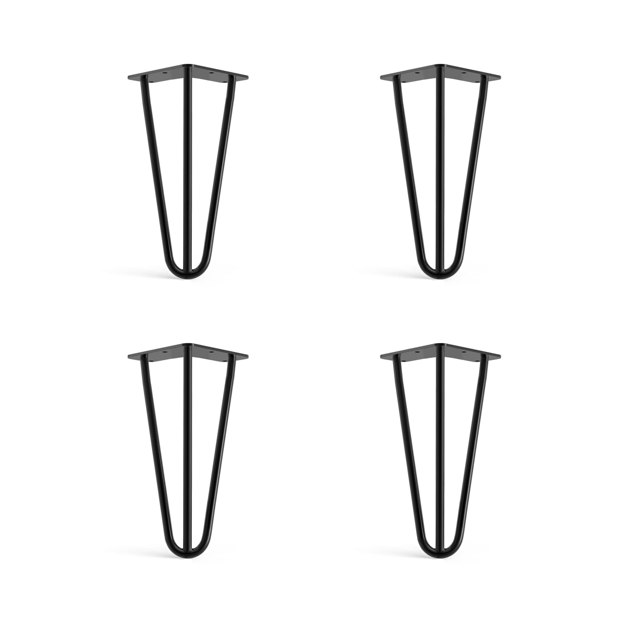 4 x Hairpin Legs from DT IRONCRAFT - 20cm 3 Rod / 10mm, Black - Sideboard, TV Stand, Bookcase and Cabinet Unit Legs with Floor Protector Feet & Screws