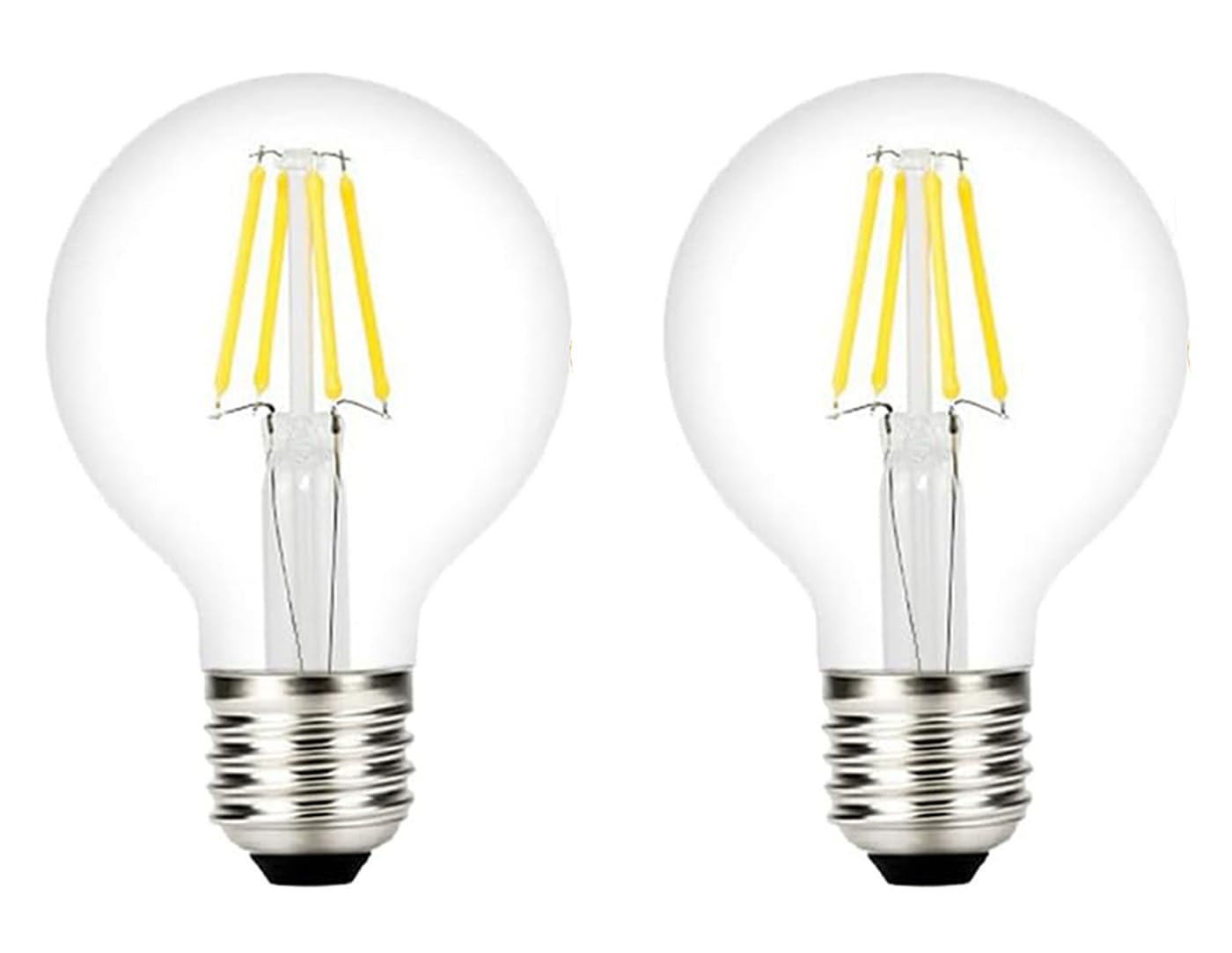 ZFQ 4W G80 (80mm) E27 LED Filament Glass Globe Cool White 6500K, 40 Watt Incandescent Bulb Equivalent, Retro Edison Decorative Bulbs, AC 220-240V, Non-dimmable, Pack of 2