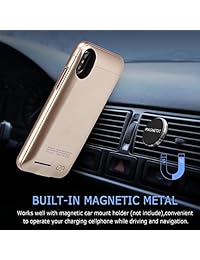 Funda cargador de iPhone X Batería Caso, I. valux diseño único Stand Shockproof Bumper [4000 mAh] Extended recargable Power Bank Batería Carga Caso para iPhone X (5.8," 2017released, Dorado