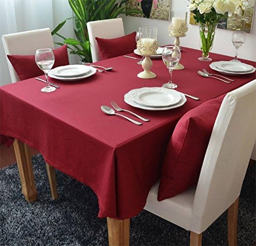 KINGDESON Cotton Linen Rectangle Polyester Solid Color Modern Tablecloth Multi Sized