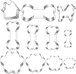 Ausplua Dog Cookie Cutter Set,Stainless Steel Dog Shape Cookie Cutters including Dog,Dog house,and Different Size Dog Bone and Paw Print Biscuit Cookies for Homemade Treats(11Pack)