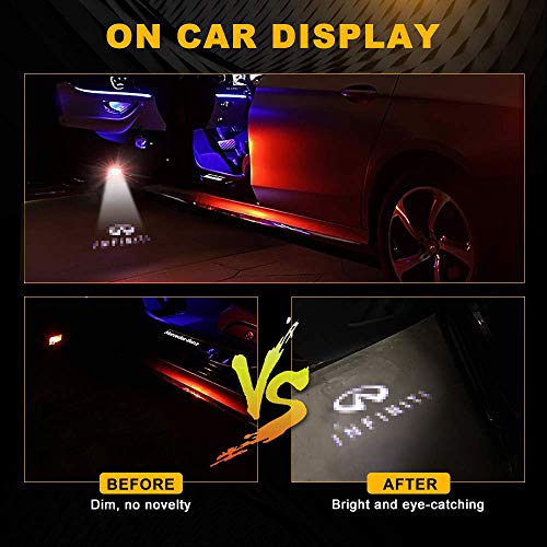 Car Door Projector Lights for Infiniti Courtesy Lamps Ghost Shadow Lights EX FX G M Q50 Q60 QX50 QX56 QX70 QX80 Accessories Welcome Projector Lights, 2 Pack