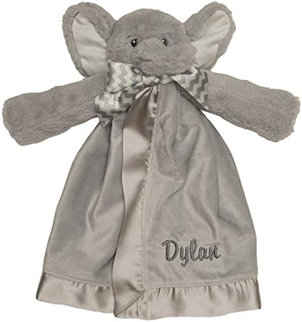PERSONALIZED Monogrammed Embroidered Grey Elephant Wiggles Snuggler Plush Velour Security Blanket~ Make it Special!
