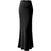 URBAN K Womens Basic Foldable High Waist Regular and Plus Size Maxi Skirts