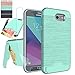 Galaxy J7 V 2017/ J7 Perx/J7 Prime/J7 Sky Pro/Halo Case with HD Screen Protector,NiuBox[Card Slot Wallet][Kickstand] Full Body Shock Absorption Protective Phone Case for Samsung J7V 2017-Turquoise