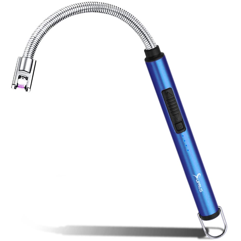 SUPRUS Candle Rechargeable Electric Arc Lighter Stainless Steel Housing & Hanging Hook with 360° Flexible Neck (Dark Blue)