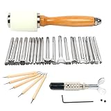 YaeTek 20pcs Leather Carving Working Saddle Making Tools Set Nylon Hammer Swivel Knife DIY Leather Craft Modelling Kit