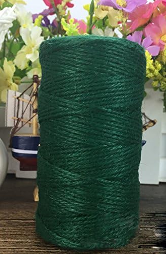 Huachnet Christmas Green Jute Twine Best Arts Crafts Twine Industrial Packing Materials Heavy Duty Durable Natural Twine 3 Strands for Gift Packing or Gardening Applications-2mm(W)100 Meters(L)