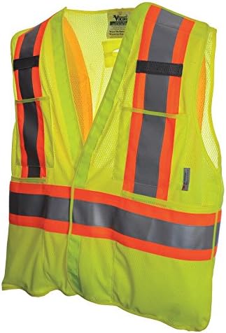 VIKING 5-Point Tear Away Hi-Vis Mesh Safety Vest, Green, Small/Medium