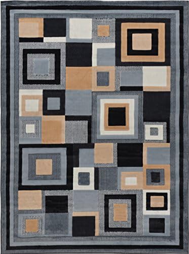 Modern Squares Blocks Gray 4x6 Area Rug Contemporary Cubes Carpet - Actual Size 3'3"x5'2"