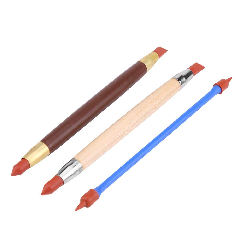 Clay Sculpting Tools, 3pcs Double Ended Soft Rubber Tip Modeling Pen Cake Fondant Carving Set for Pottery Art Crafts Painting Brushes for Artists