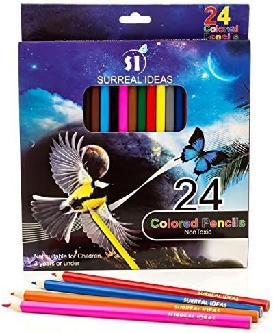 Colored Pencils - Set of 24 Pencil Colors From Surreal Ideas. Great For Coloring and Drawing For Adults and Kids!
