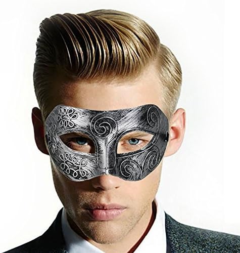 DivaCat Women's Lace Eye Mask For Masquerade Party Prom Ball Halloween (One Size, Silver Antique)