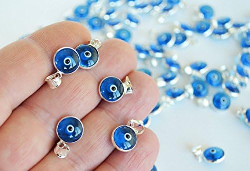 Set Of 3 Evil Eye Charms, Navy Blue evil eye pendants, Evil eye beads for connectors