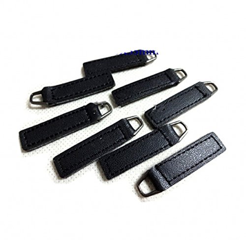 CHENGYIDA 10- PACK Replacement PU Leather Zipper Pull Tabs 10X35mm for Boot/Jacket/Bag/Purse (BLACK)