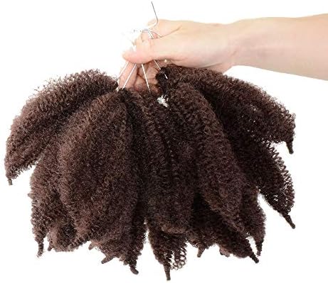 Flyteng 8 inch marley braids twist crochet braiding hair 3 piece fluffy crochet bomb twist marlybob Kinky Curl crochet hair (8", 30)