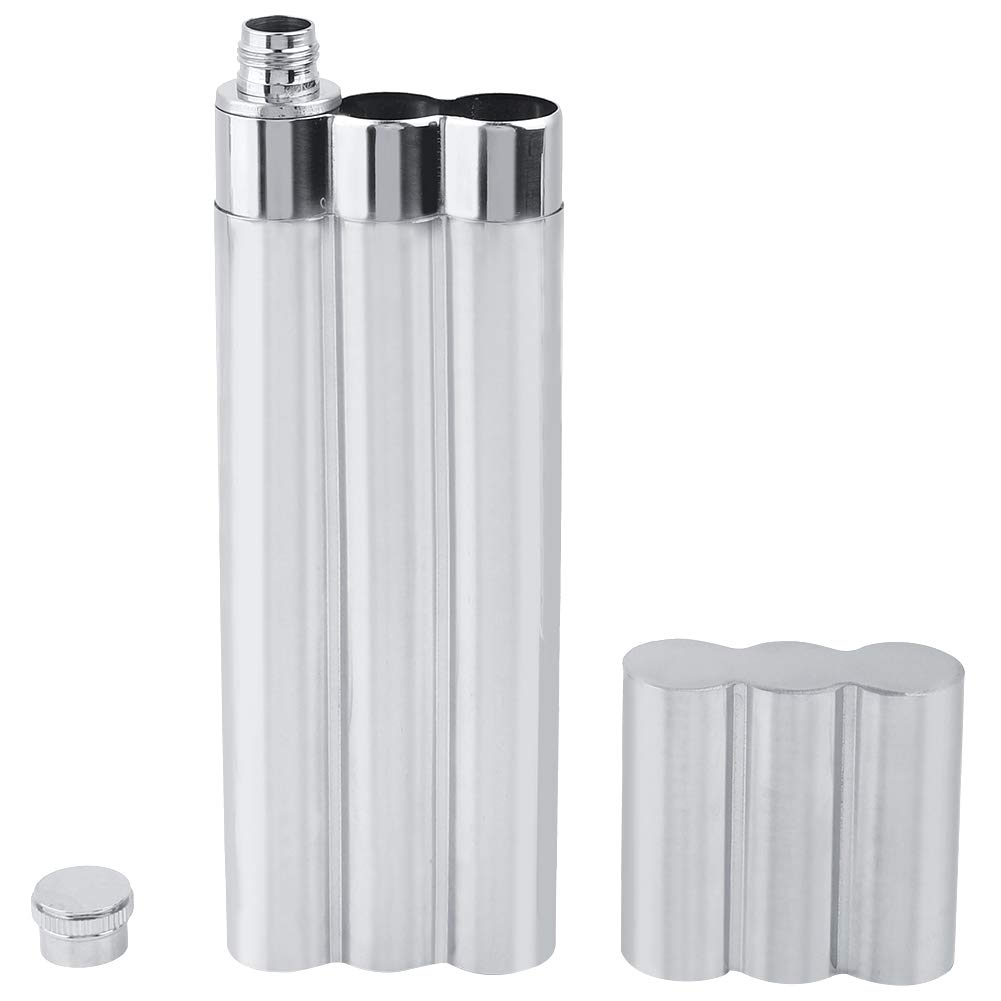 Oumefar Cigar Holder Stainless Steel Flask Portable Cigar Case Hip Flask Lightweight Travel Cigar Tube