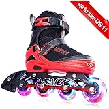 PAPAISON SPORTS Adjustable Inline Skates for Kids and Adults with Full Light Up LED Wheels, Outdoor Rollerblades for Girls and Boys, Men and Women