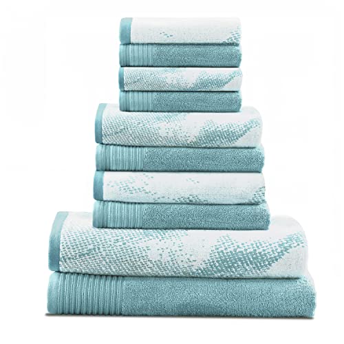Superior Cotton 10 Piece Assorted Solid and Marble Towel Set, Includes 2 Bath,…