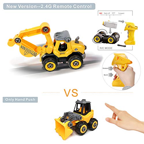 Take Apart Toys Remote Truck - TFS Assembly Toy Bulldozer Constructions Building Vehicles Play Set with Electric RC Screwdriver, Ideal Educational STEM Toy Toddlers Boys Girls Aged 3, 4, 5, 6