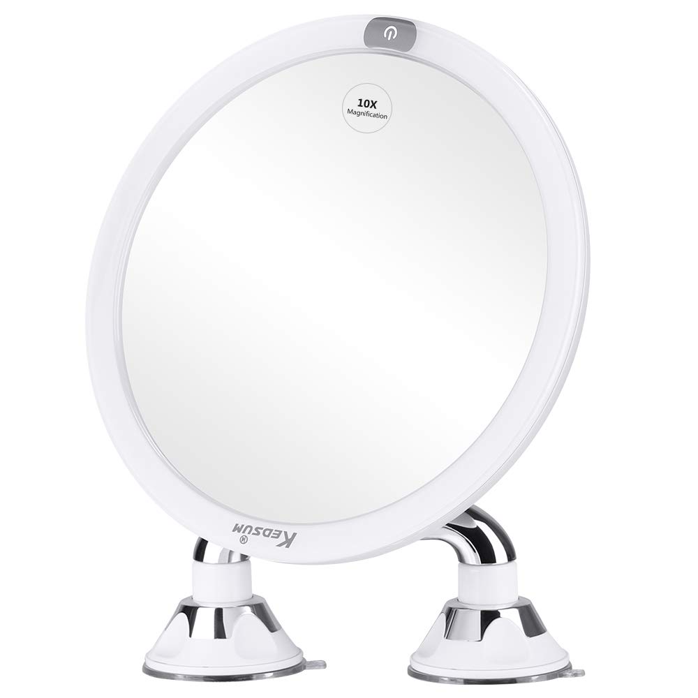 KEDSUM Rechargeable 10x Magnifying Lighted Makeup Mirror with Dual